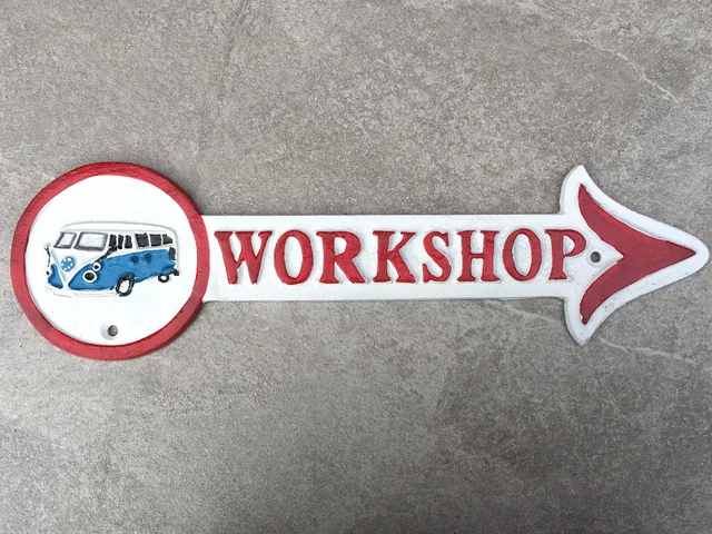 VW Workshop Sign Repro 42cm Cast Iron Garage Advertising Plaque Man Cave *1 ONLY