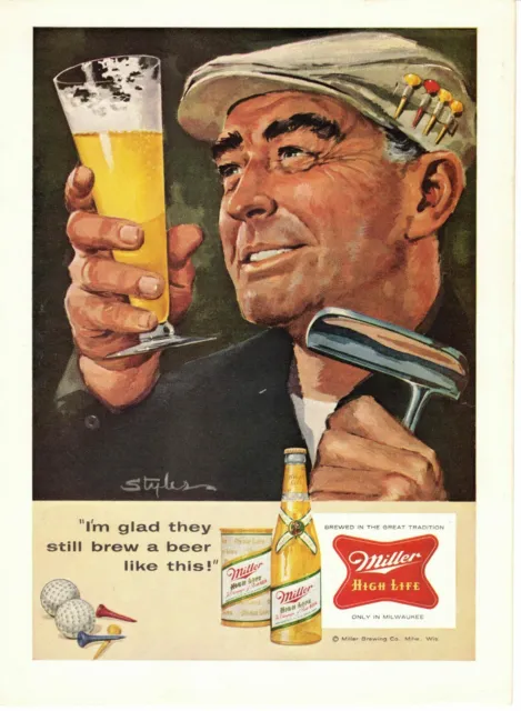 Vintage 1958 Miller High Life Golfer ad Milwaukee WI