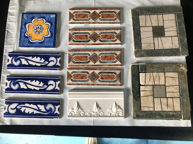 VINTAGE CERAMIC WALL TILE VARIETY OF STYLES AND COLORS 11 Pieces