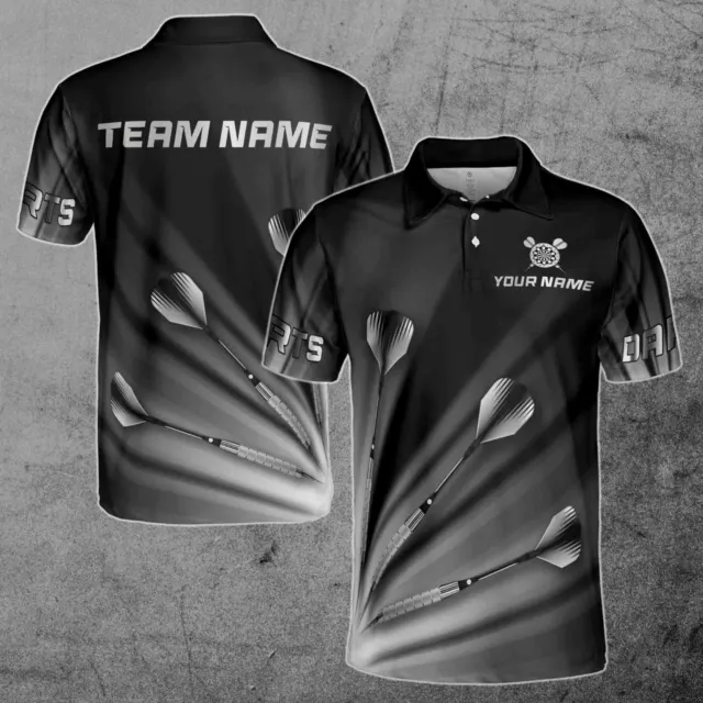Custom Name Team Name Silver Darts Arrow Darts Team Men's Polo Shirt S-5XL