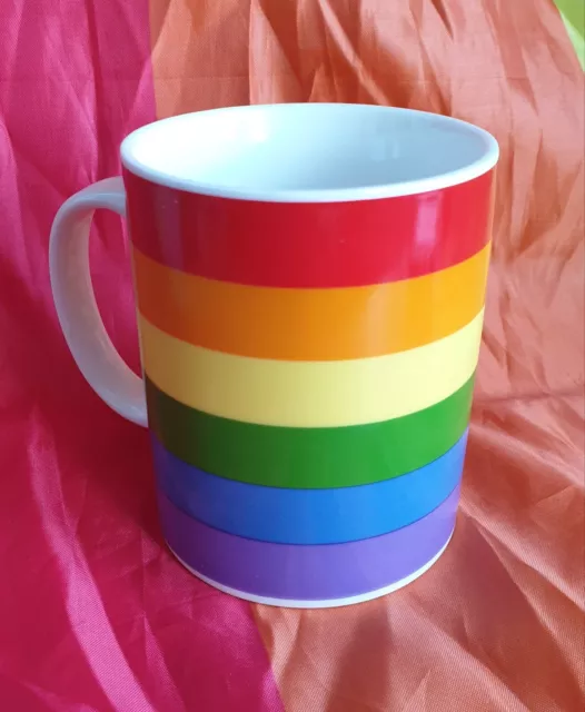 Rainbow Pride Flag Mug Coffee Cup Porcelain LGBTQ+ New Gift Box Somewhere Gay