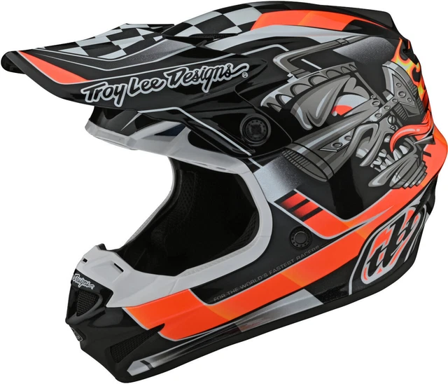 Troy Lee Designs SE4 Carb Motocross Helm (Black/Orange,M)