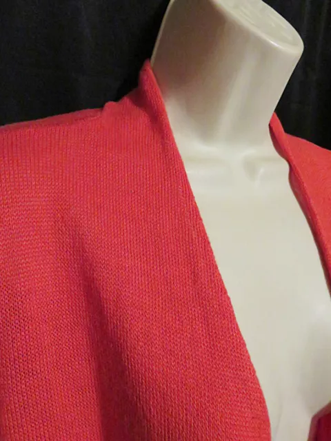 Eileen Fisher Open Face Cardigan Sweater Knit Linen Orange Asymmetrical Size L