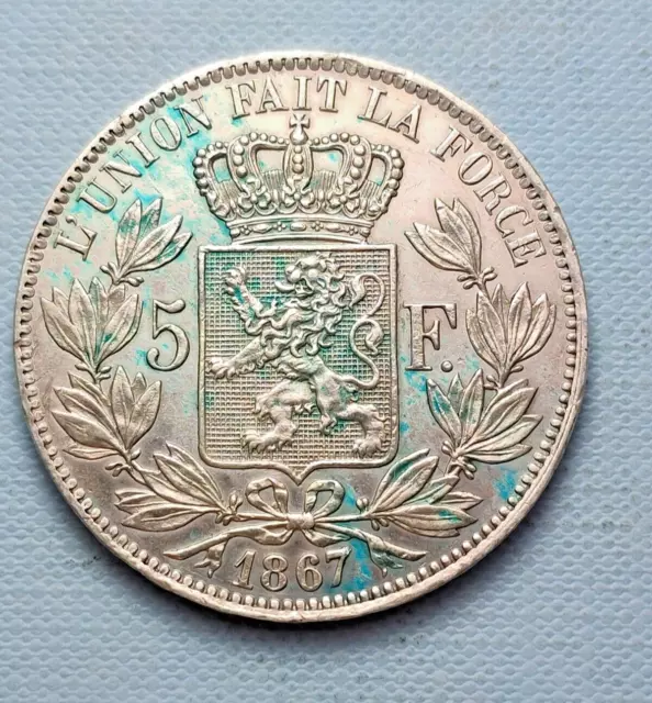 Belgique - 5 francs 1867 - Leopold II - TTB Belgique - 5 francs 1867 - Leopold II - TTB
