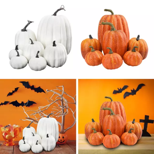 7Pcs Faux Pumpkins Decor Fall Decoration Autumn Photograph Props Harvest