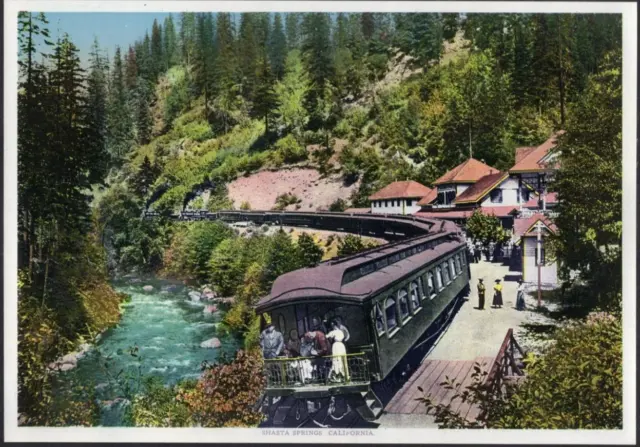 Vintage Print View of Shasta Springs California Scenic C1915 Train Railway