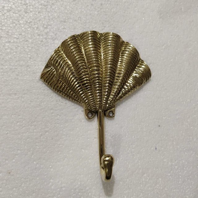 Brass Sea Shell Wall Hooks Lot of 5 pcs Coat Hook Bathroom Hook Key hanger