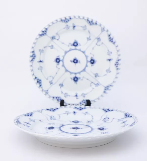 2 platos de cena #627 - acanalados azules - Royal Copenhagen - encaje completo - primera calidad