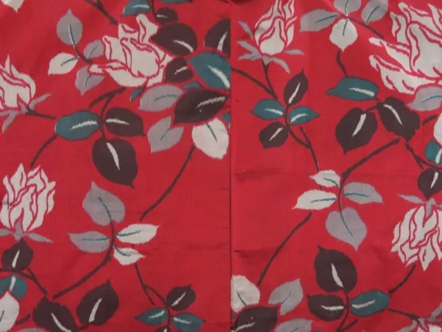 2805T07z490 Vintage Japanese Kimono Silk HAORI Rose Dull red 3