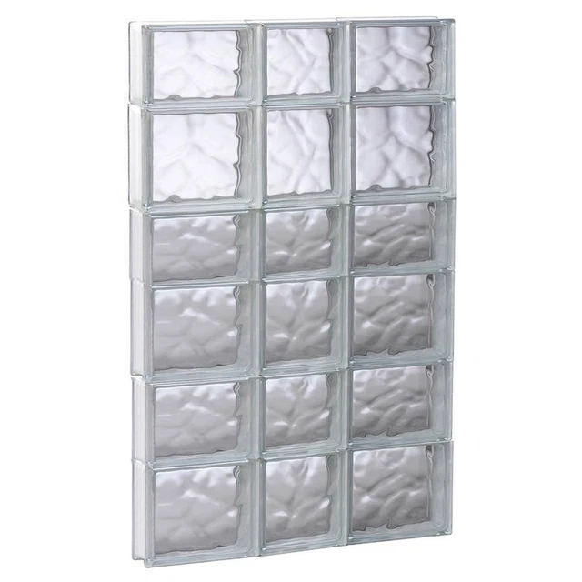 Clearly Secure Glass Block Window 21.25"x40.5" Frameless Wave Pattern Non-Vented