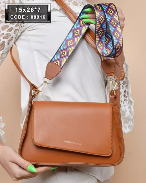 Crossbody bag made of camel leather with zipper and magnetic closure, high quali