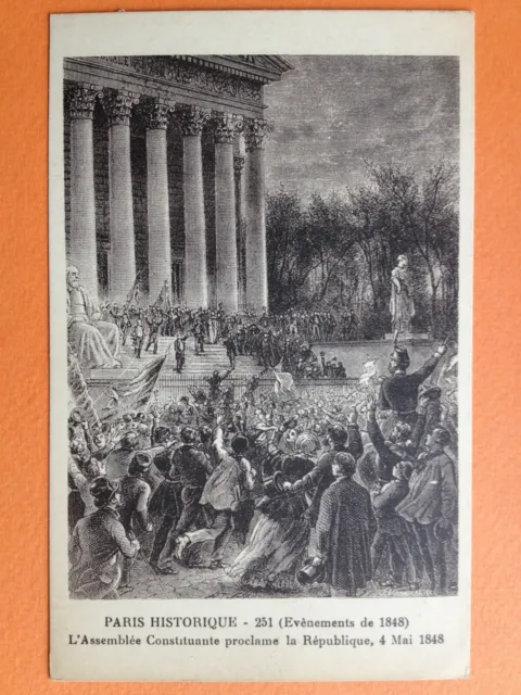 cpa drawing litho PARIS 1848, PROCLAMATION OF THE REPUBLIC Engraving Drawing