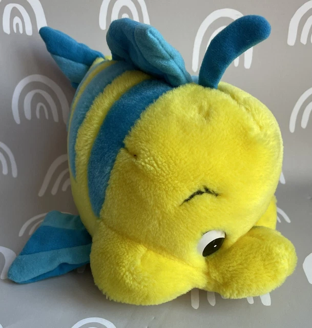 THE LITTLE MERMAID Flounder Plush The Disney Store 1993 Soft Toy Mattel