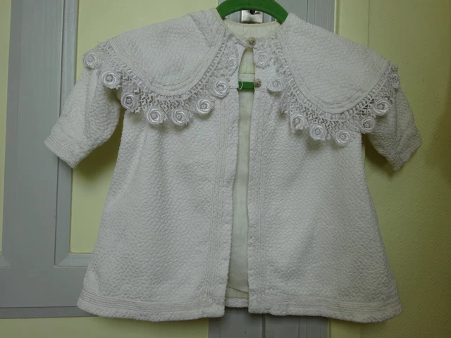 Ancienne Cape/robe De Baptême Bébé Pour Poupée - Longueur 60 Cm - Ambiance Rétro