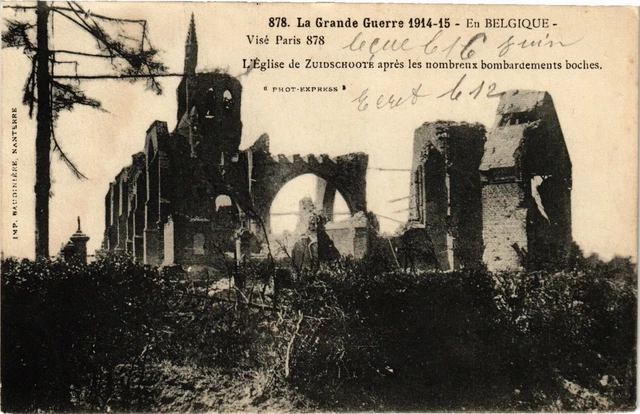 CPA Militaire, L'Eglise de Zuidschoote apres les nombreux (277445)
