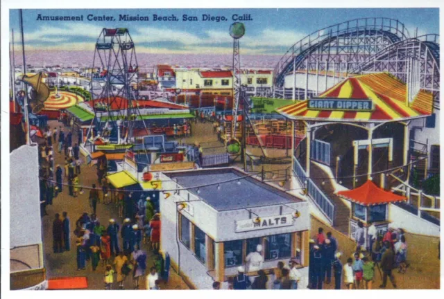 Mission Beach Amusement Center, San Diego California, Coaster -- Modern Postcard