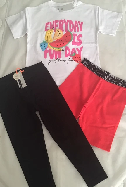 River Island Mini Girls Aged 4-5 Years Red Cycling Shorts Set BNWT