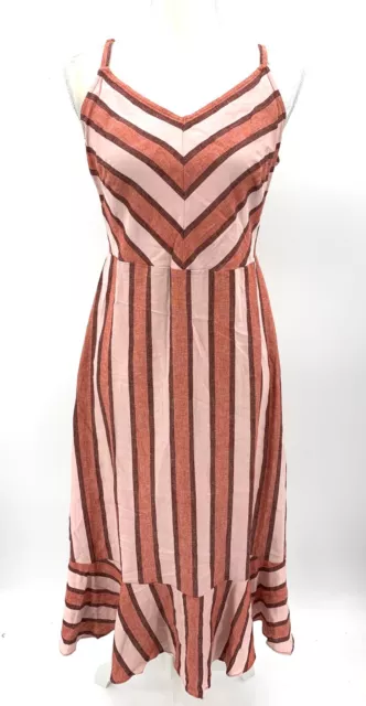 ECI New York Dress Womens 2 Pink Stripe Sleeveless Halter Boho Beachy NWT