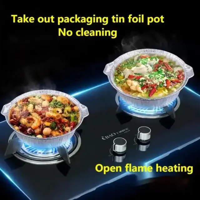 Aluminum Round Foil Pan 6pcs Disposable Food Container Lid with Baking P✨✨ F2K4