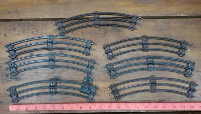 Lot of 7 LIONEL O GAUGE STANDARD CURVE TRACK O27 train 3 rail tubular steel D6