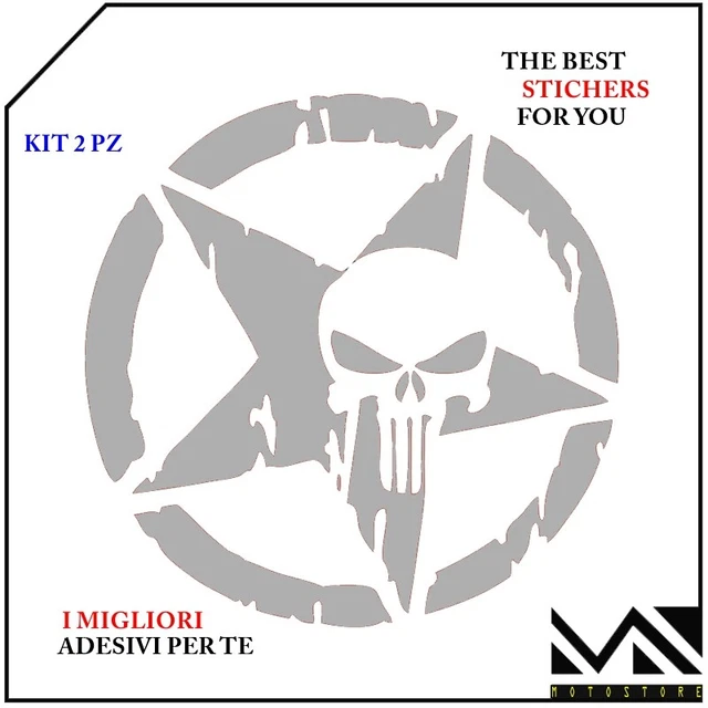 Adesivo Adesivi Sticker Decal Stella Militare Punisher Yamaha Moto Scooter - Foto 11