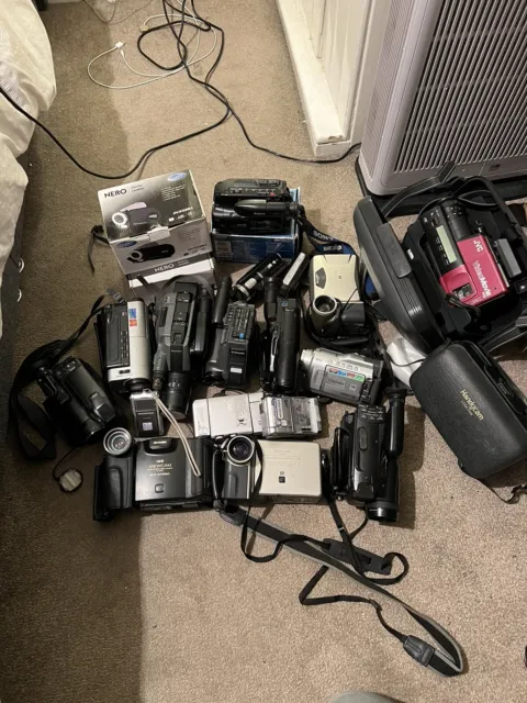 Bundle Of 20 Camcorders And Cameras SONY Samsung JVC