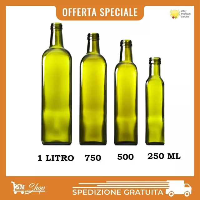 BOTTIGLIE IN VETRO vuote per olio extravergine con tappi bottiglia