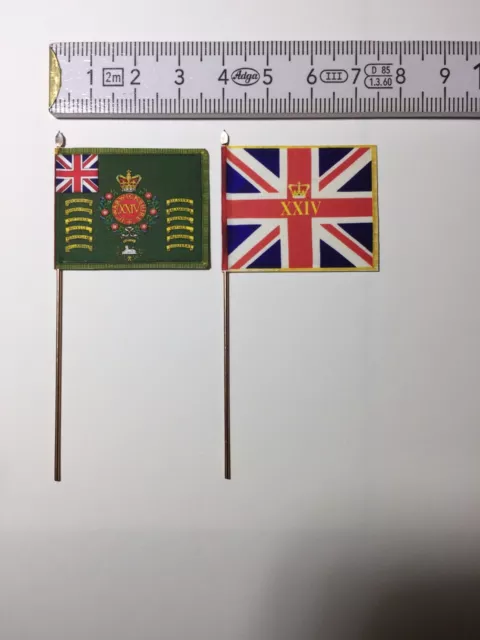 1053) 2x 54mm British Colonial Flags 24th Warwickshire Zulu War Isandlwana 1879