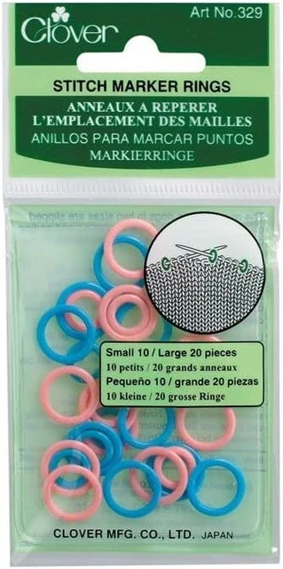 Trébol # 329 Marcadores de Anillo de Puntada Juego de 30 Marcadores Herramienta de Tejer Accesorio NUEVO