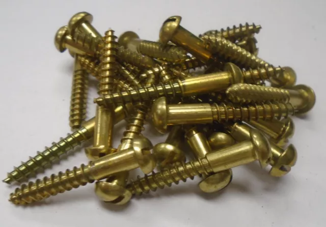 National Screw Round Head Brass Wood Screws 12 x 1 1/2 " NOS Lot of 25   #3571