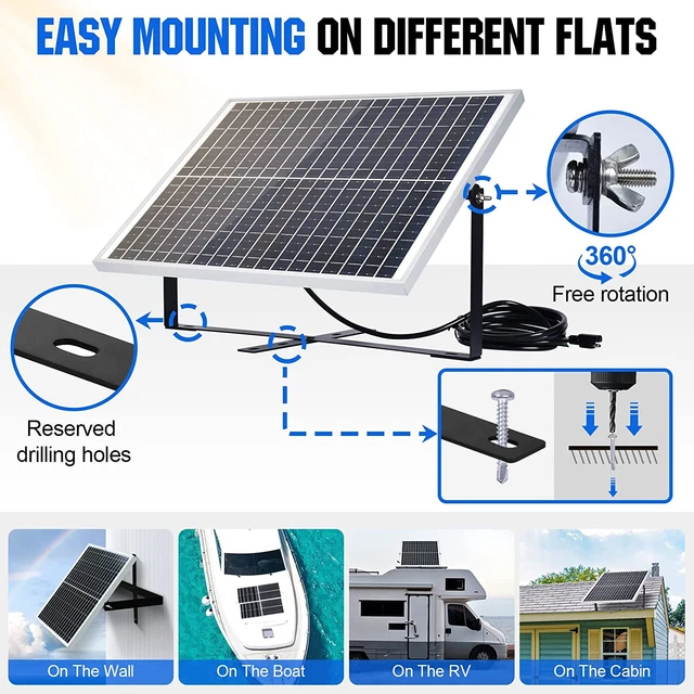 Trickle Charger 12V Solar Panel Waterproof 25W Car Marine RV Battery Maintainer