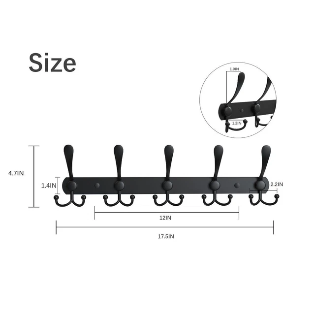 15 Hooks Stainless Steel Coat Robe Hat Clothes Wall Mount Towel Hanger Rack US 2
