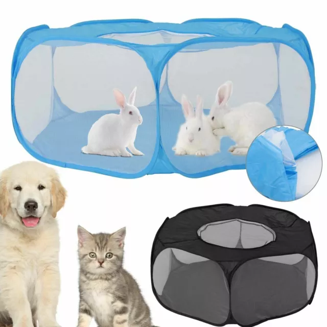 Juego suave para mascotas perro gato conejo guinea cachorro caja jaula tienda portátil azul