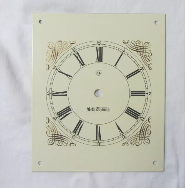 NOS Seth Thomas Clock Dial  Baked Enamel Paint ~  Gold Decoration Roman Numerals