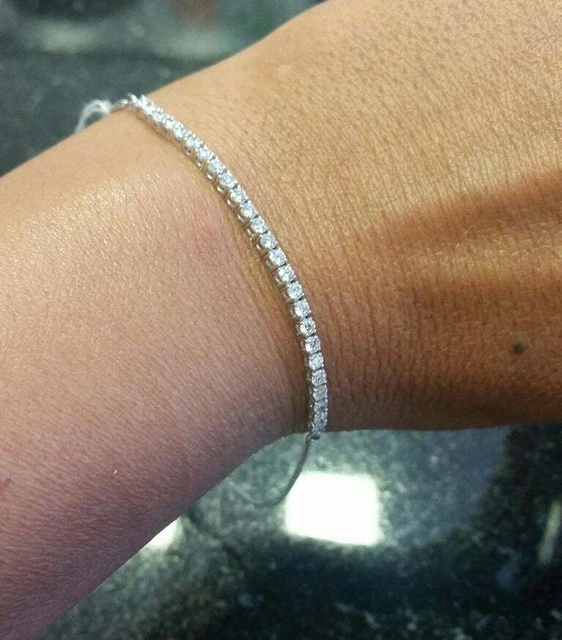 Hand Made 25 Round Cubic Zirconia Tennis Unique Bracelet with Adjustable Closure