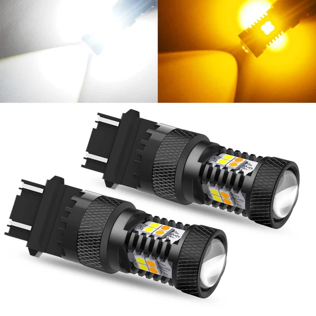 Hi-Power 4157NA 3157 Switchback Amber White Turn LED Signal Light Bulb Front