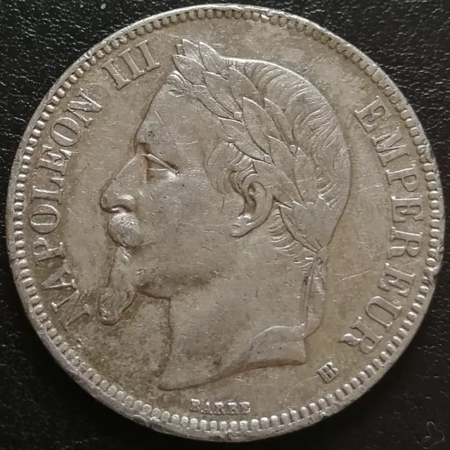 FRANCE Empire MONNAIE 5 francs NAPOLÉON III 1869 BB STRASBOURG écu ARGENT