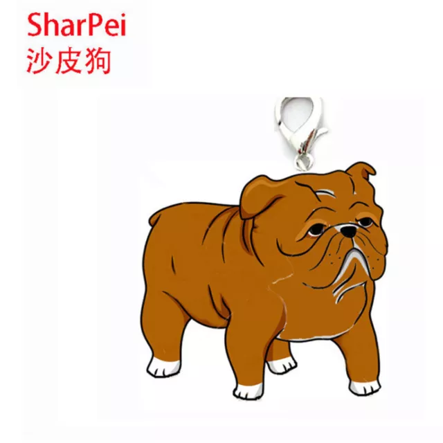 Cute Animal Pet Dogs Key Chain Chow Sharpei  Bichon Frise Pendant Metal Keyring 3