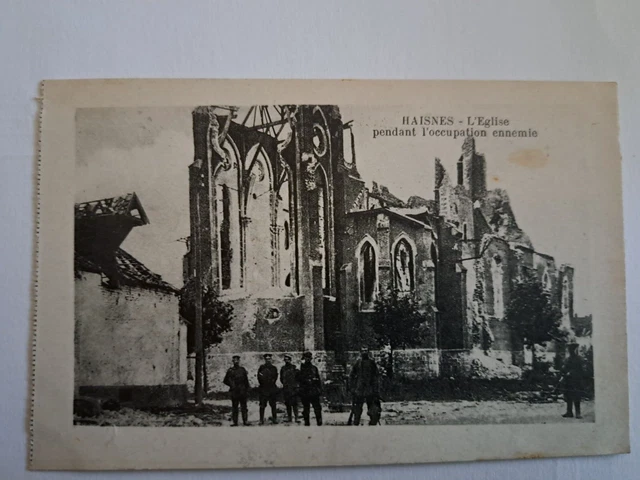 CPA HAISNES l'église pendant l'occupation ennemie dept-62