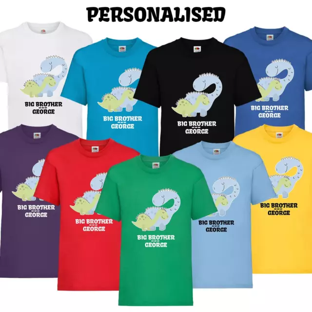 Kids Boys BIG BROTHER Personalised Dinosaur T-Shirt Birthday Gift Funny Tee Top