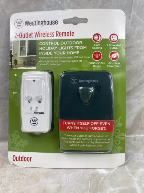 WESTINGHOUSE 2 OUTLET Wireless Remote Control Holiday Outdoor Lights T28075  $9.99 - PicClick