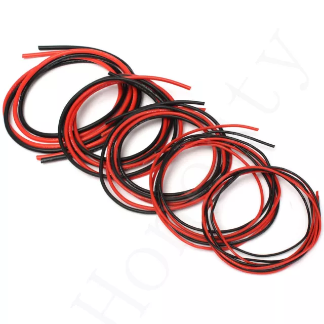 2M AWG Soft Silicone Flexible Wire Cable AWG12-20 (1 Meter Red + 1 Meter Black )