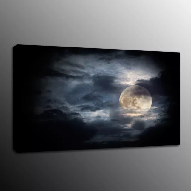 Canvas Print Painting clouds and the moon Wall Art Pictures Home Decor Framed