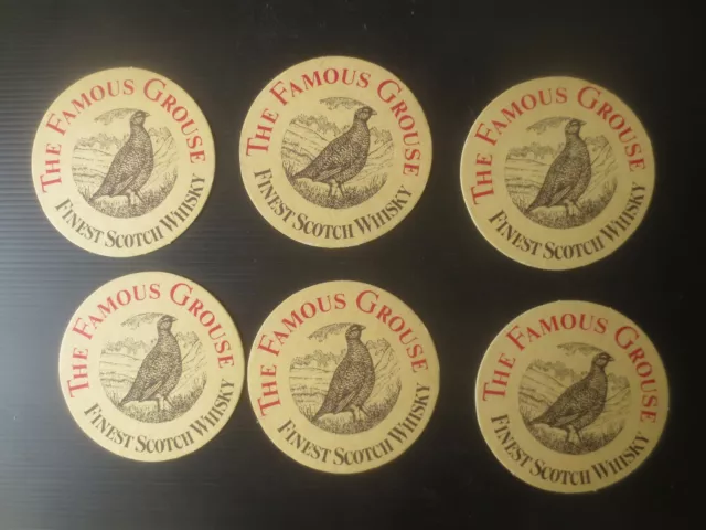 6 x FAMOUS GROUSE SCOTCH  WHISKY Coasters 1980,s  Australian  Issue R1