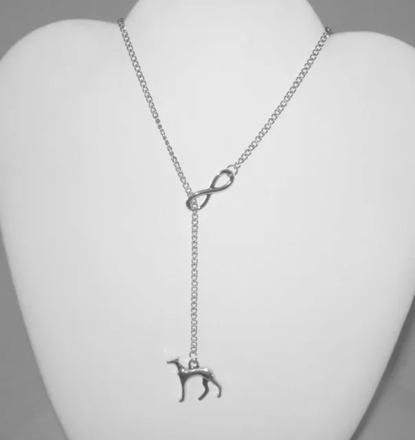 Infinity Silver Plated Greyhound Charm Necklace Whippet IG ** FREE SHIPPING **