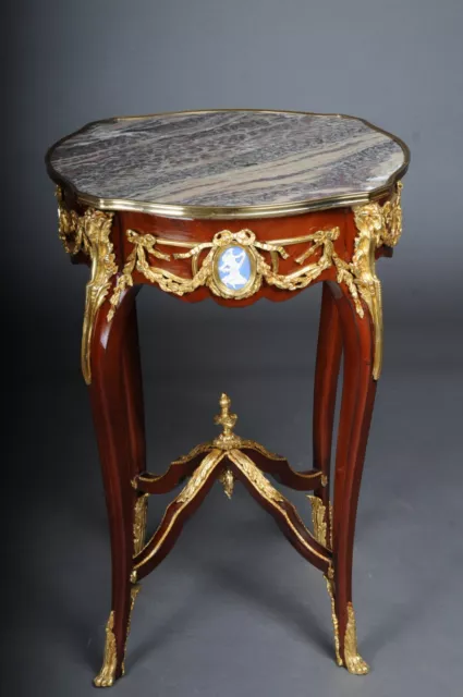 Grandioser Side Table With Bronze Louis XV Marble Beech