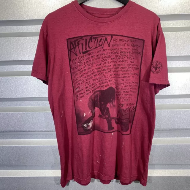 Affliction T Shirt Mens Large Red Live Fast Vintage Y2k Rock Music