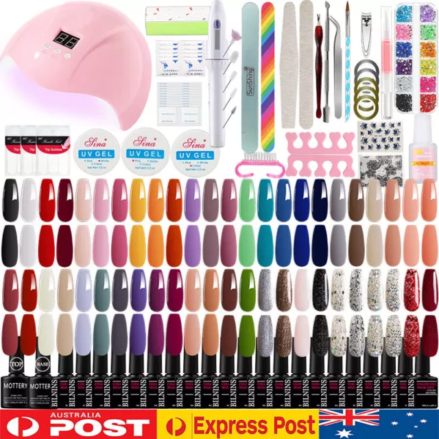 Full Gel Nail Polish Starter Kit UV Nail Lamp Dryer Gel Nail Manicure Glitter