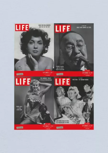 Life Magazine Lot of 4 Full Month September 1951 3, 10, 17, 24