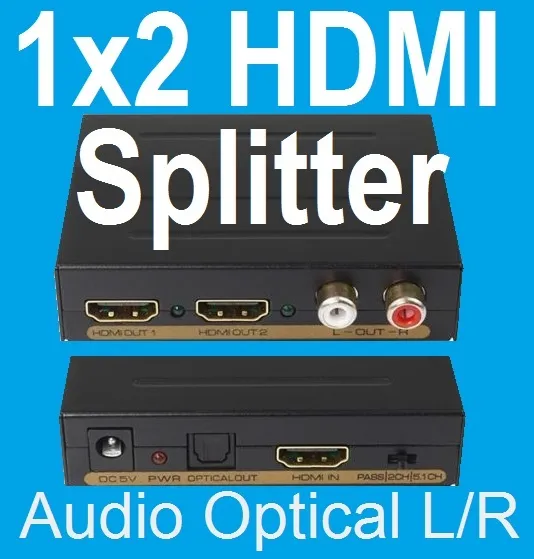 *Super1x2 HDMI Splitter With 2CH / 5.1CH L /R Optical Audio Extractor for IQ3